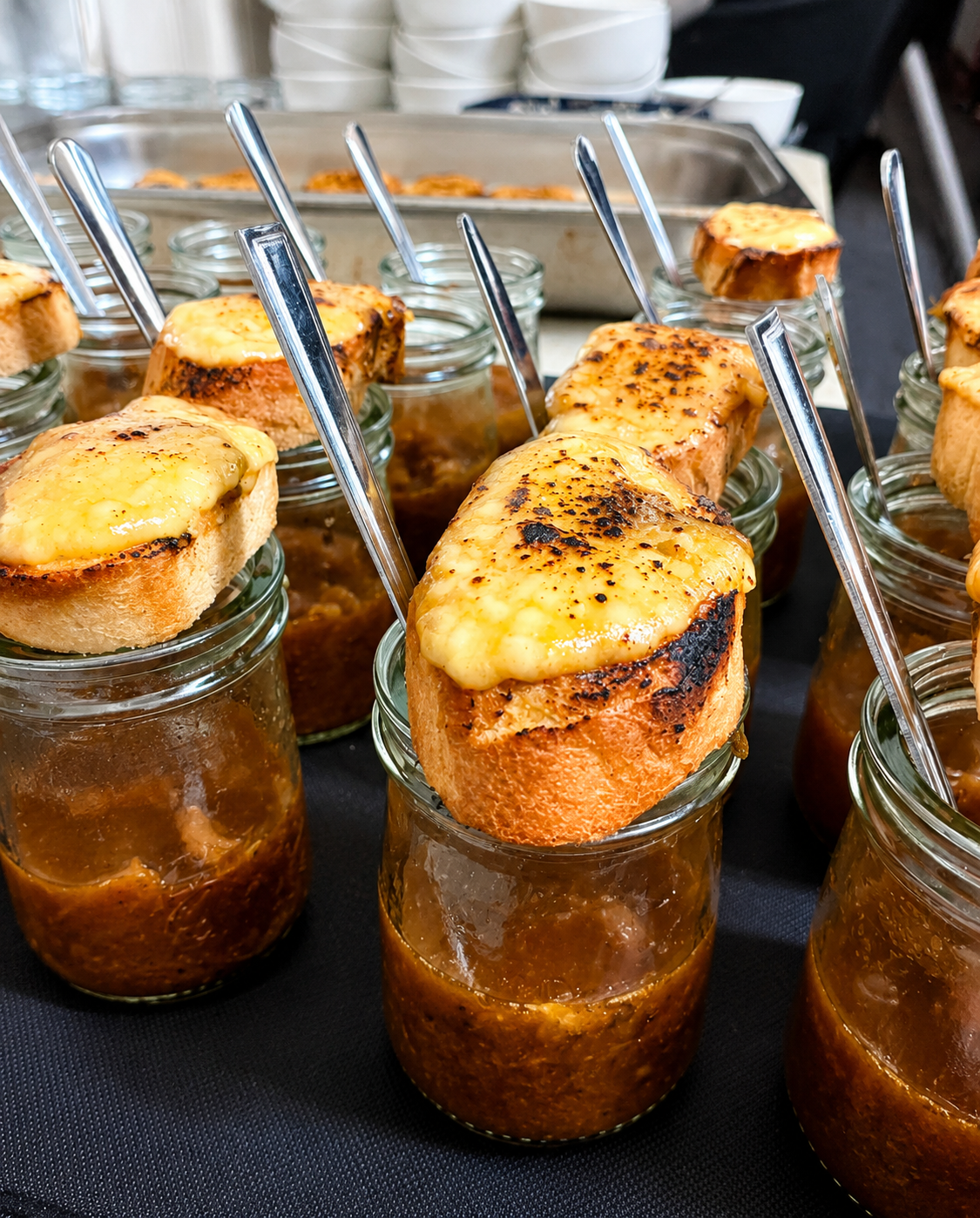 Bread canapé served on top of a cup