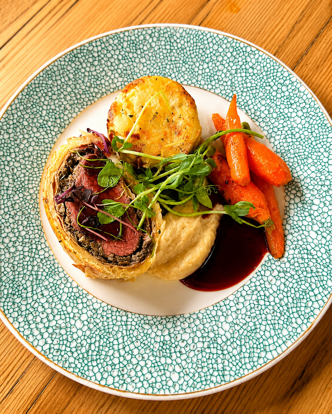 Beef wellington plated