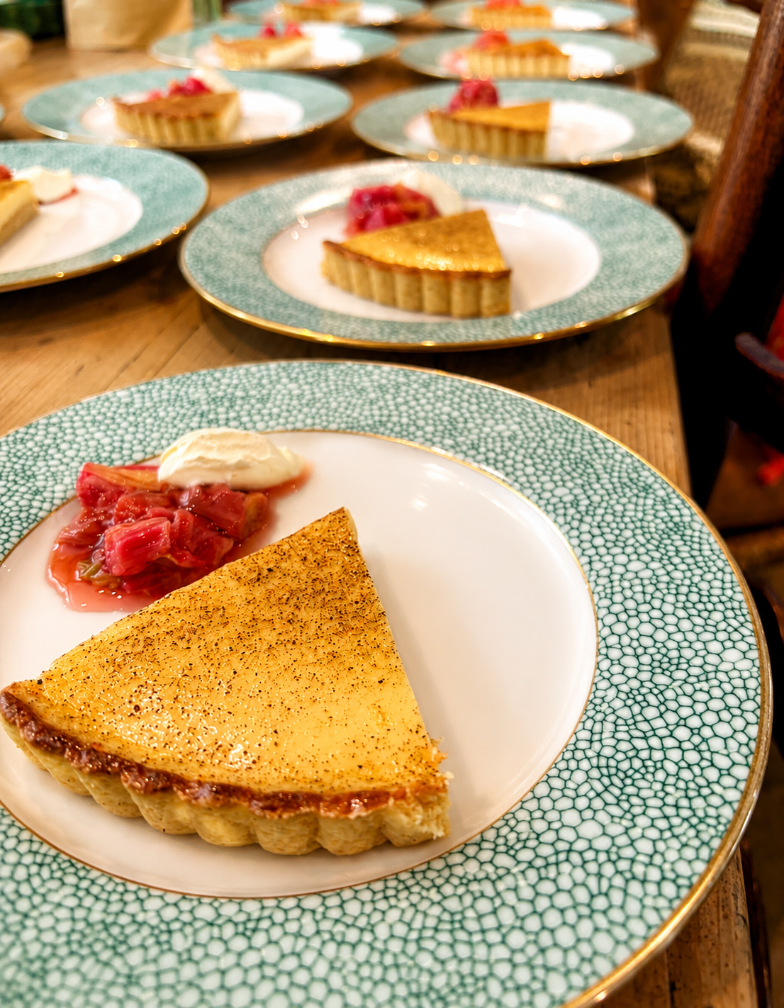 Custard tart with rhubarb